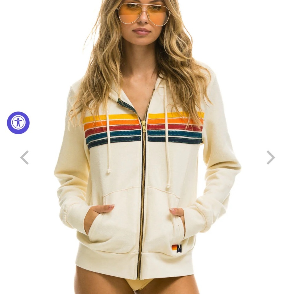 AVIATOR NATION FIVE STRIPE ZIP HOODIE